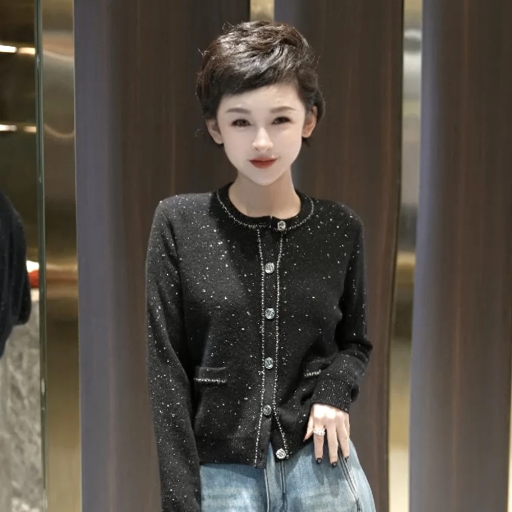 MINGGANG/名港【金豆纱皇室羊毛】小香风轻奢针织开衫 MG7281