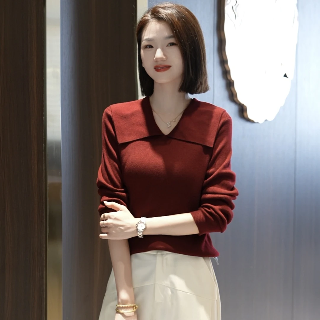 【小月亮】洋气气质设计感海军领针织衫MG7211