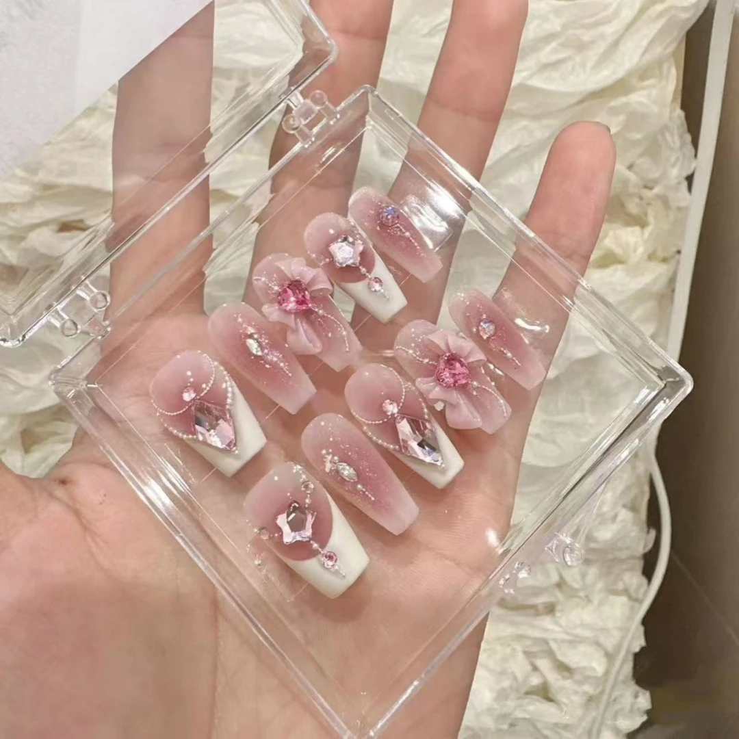 【甜茶】纯手工定制穿戴甲可拆卸假指甲贴片孕妇新娘可带