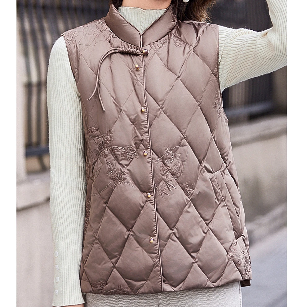 2024冬季新款中老年白鸭绒女款短款羽绒马甲宽松百搭显瘦外套Y072