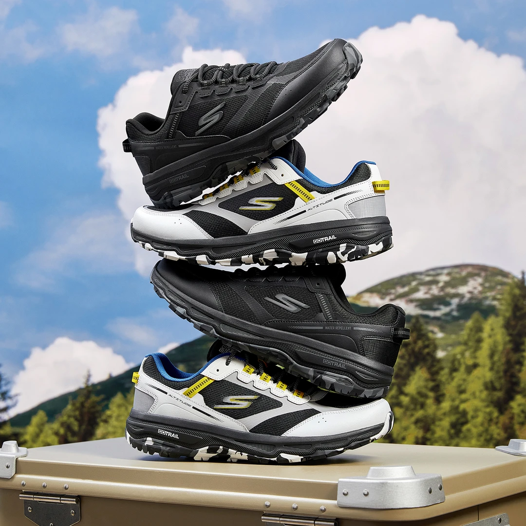 斯凯奇官方男鞋舒适透气高回弹运动鞋新款绑带户外休闲鞋220917C