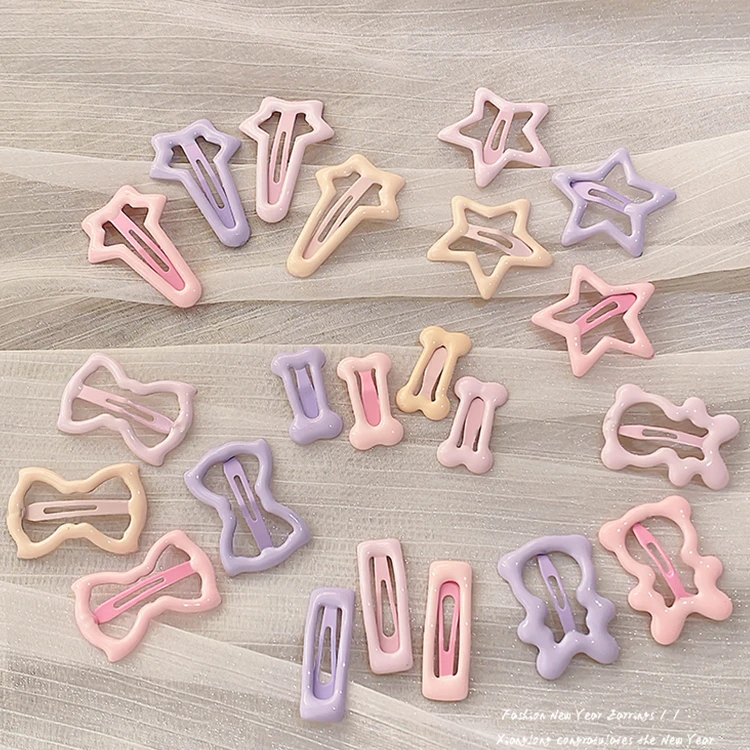 奶油色迷你碎发BB夹可爱五角星蝴蝶结小熊侧边夹少女学生发卡头饰