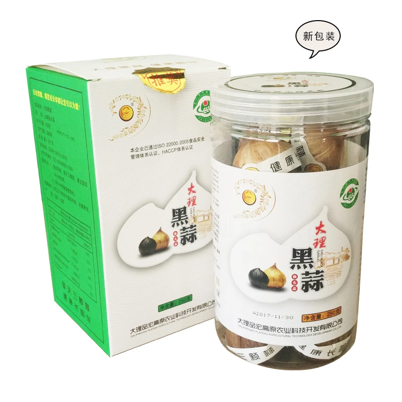 云南大理250g盒装发酵零食黑蒜头黑大蒜特级独头即食出口级实惠装