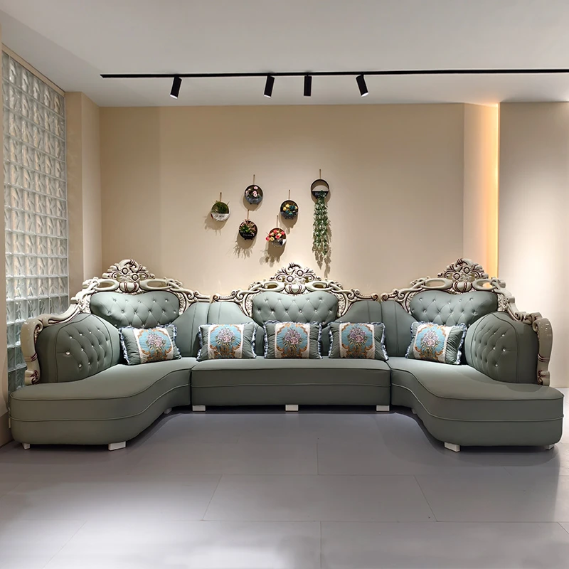 欧式布艺沙发轻奢组合客厅沙发转角双贵妃U形大款简欧科技布沙发
