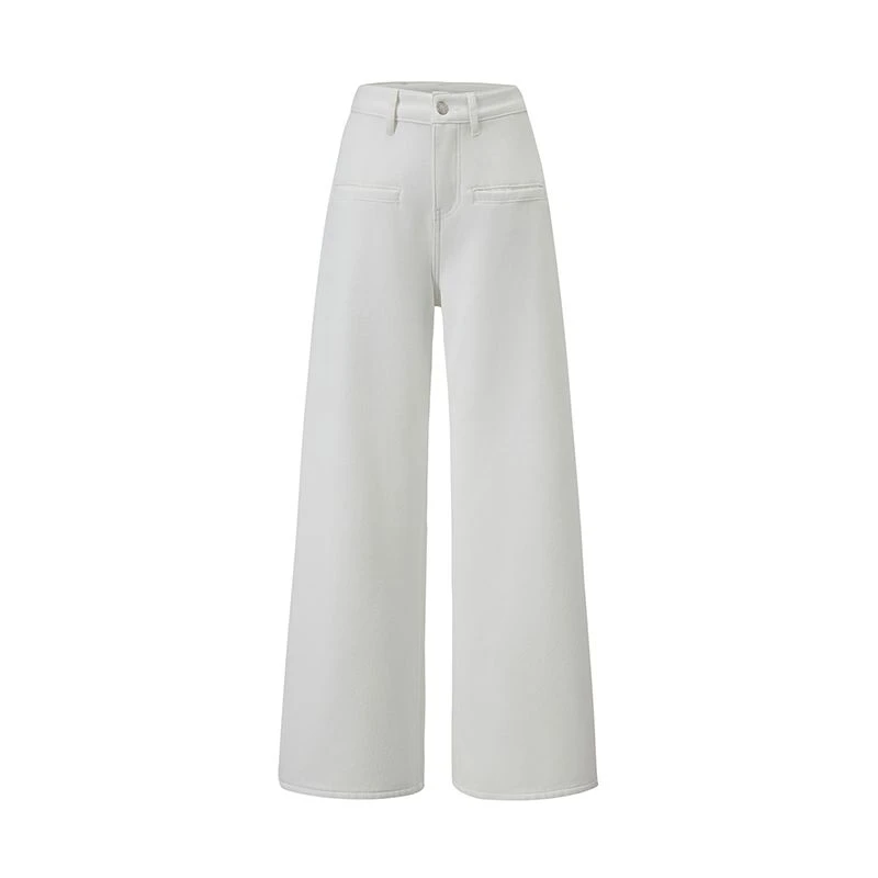 ZHENYIFANG/真衣坊纯白阔腿牛仔裤女高腰显瘦简约百搭拖地裤