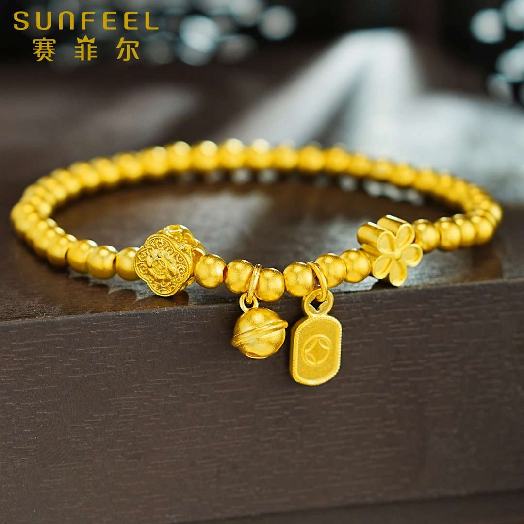 【夏季特惠】赛菲尔万足®足金古法金纳福饰物黄金手串HS27060335