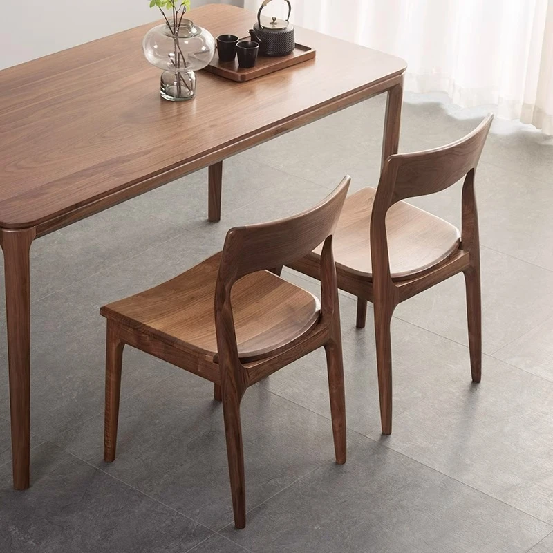 北美黑胡桃实木餐椅中式北欧轻奢简约原木卯榫靠背椅家用椅子餐厅