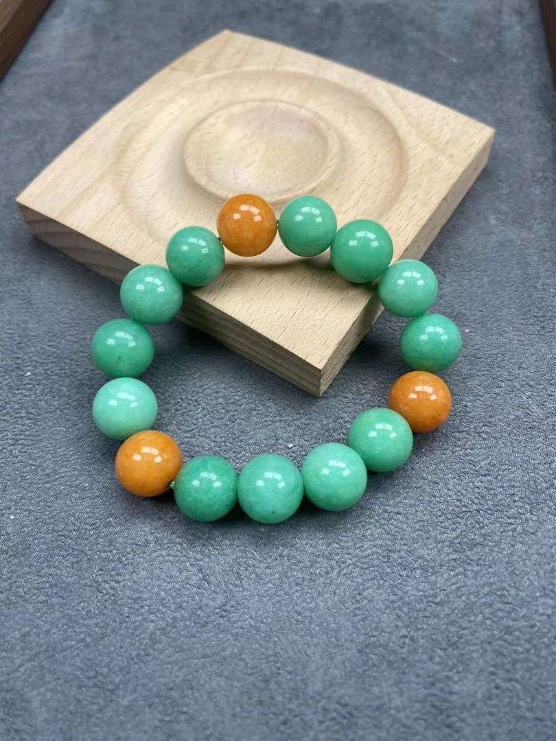 F151黄绿14mm手串经典精品时尚气质百搭情侣多样性发一