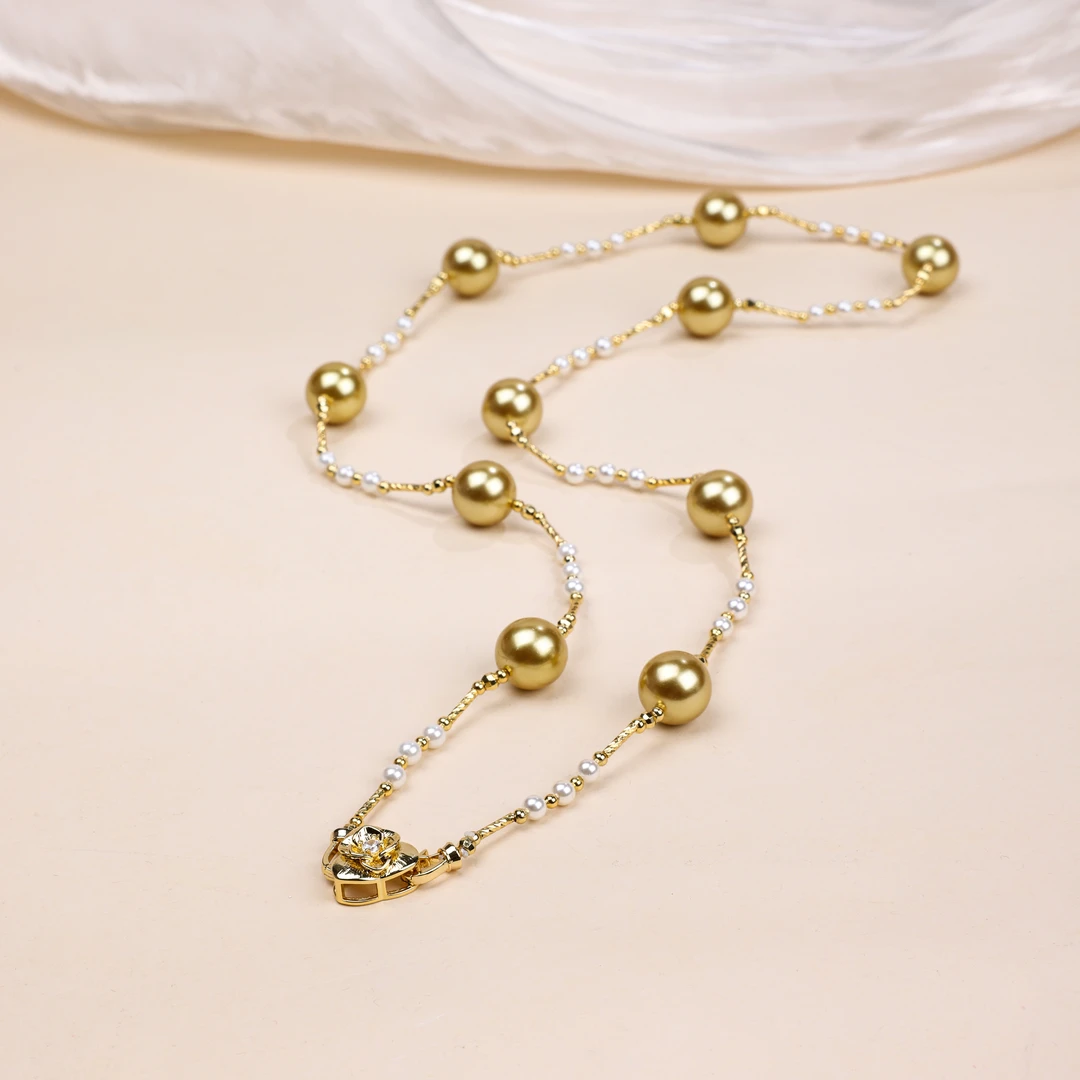 铜合金项链 「618预热」锆石款山茶花瓣羽黄（4+12）项链-B106