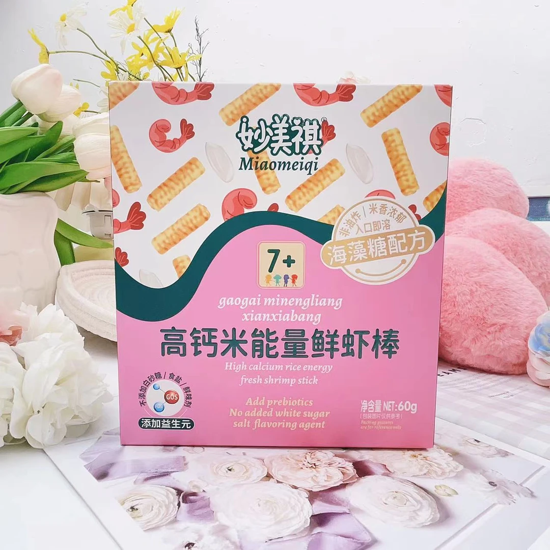 妙美祺高钙米能量鲜虾棒 儿童零食膨化食品