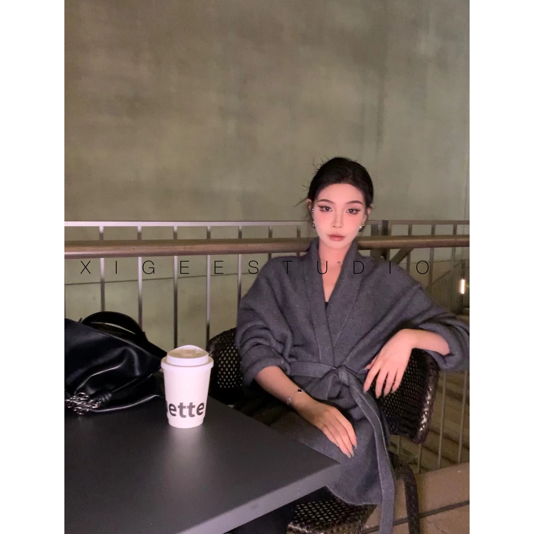 KIKI《灰色地带》宽松设计感显瘦小众针织外套开衫秋季长袖