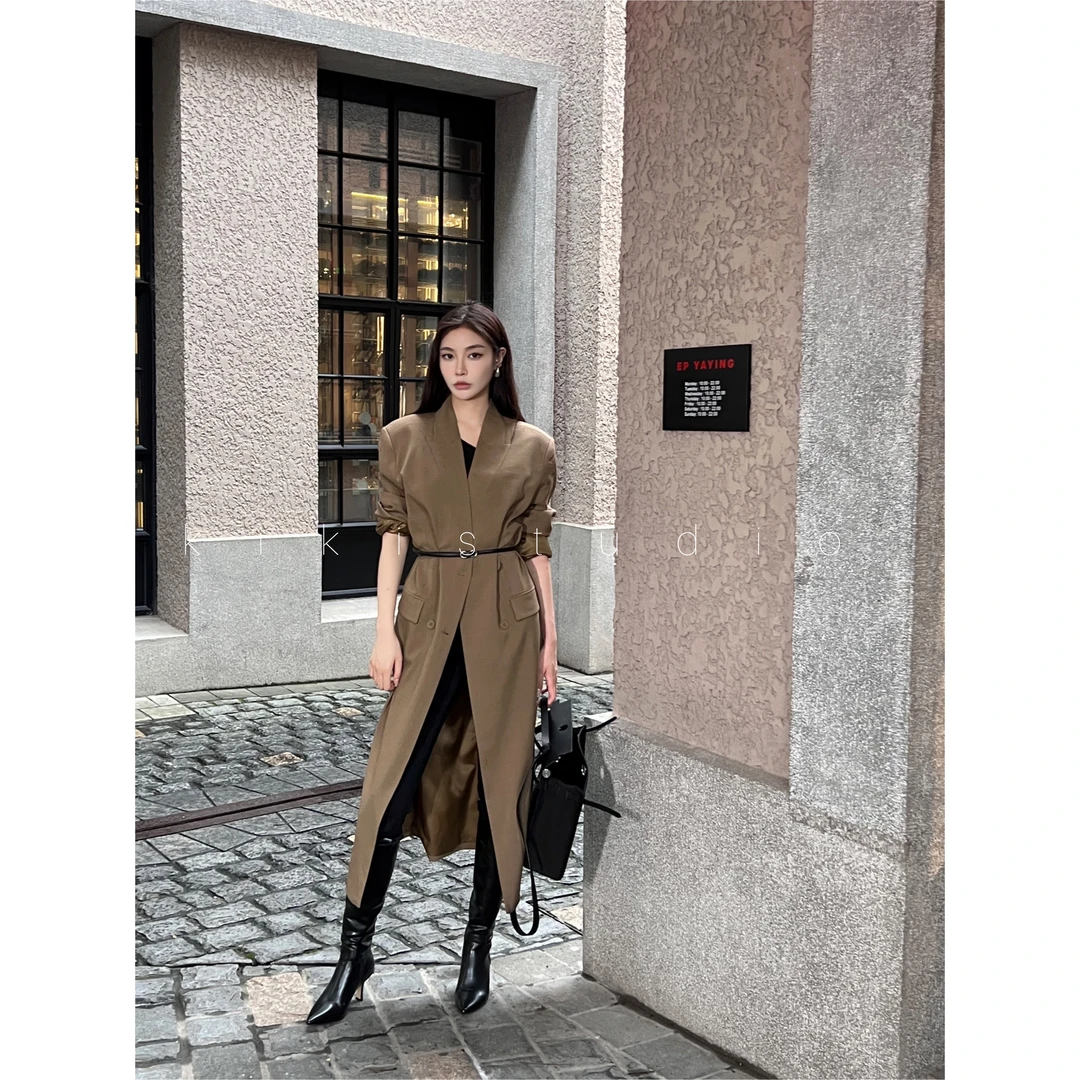 KIKI《艺术家》重工设计感长款宽松西装外套