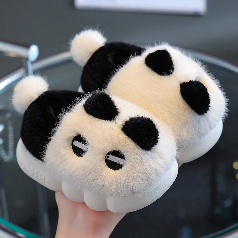 儿童加绒棉拖鞋厚底冬季保暖室内家居软底毛毛鞋亲子防滑小孩棉鞋