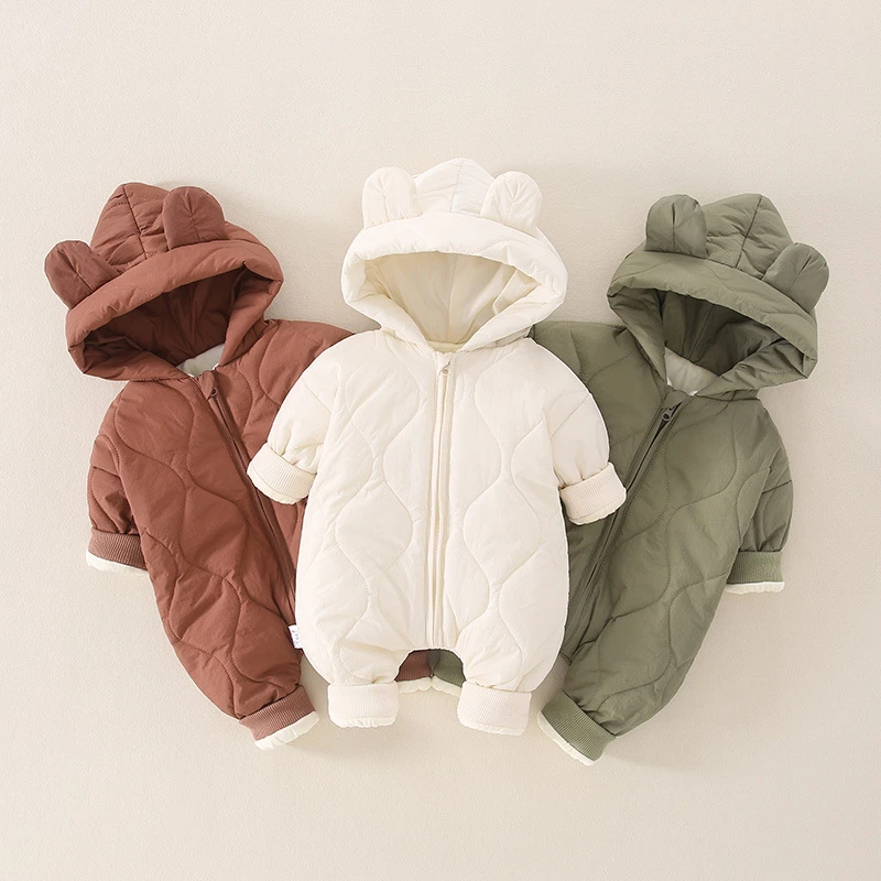 幼儿加厚衣服秋冬连体衣宝宝衣新生儿童爬服保暖棉服外出服哈衣