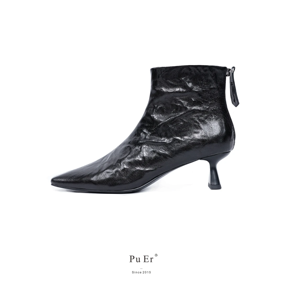 璞迩秋冬手工牛皮抓皮工艺及踝靴