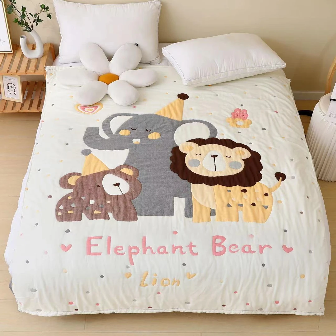 【动物王国】春秋150*200泡芙被亲肤棉纱通用泡芙盖被