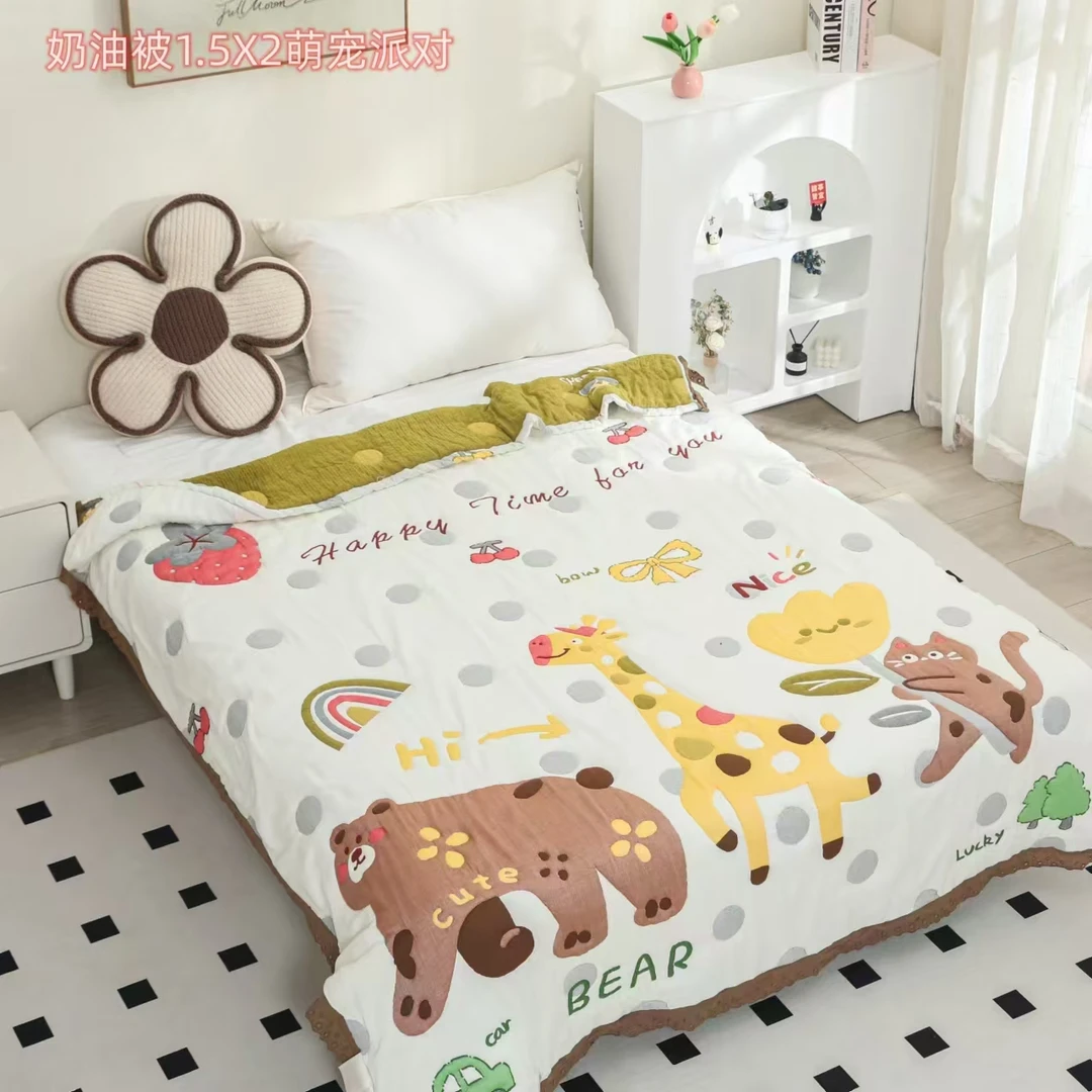 【萌宠派对】150-200CM成人泡芙被亲肤纱布睡毯四季通用加厚盖被
