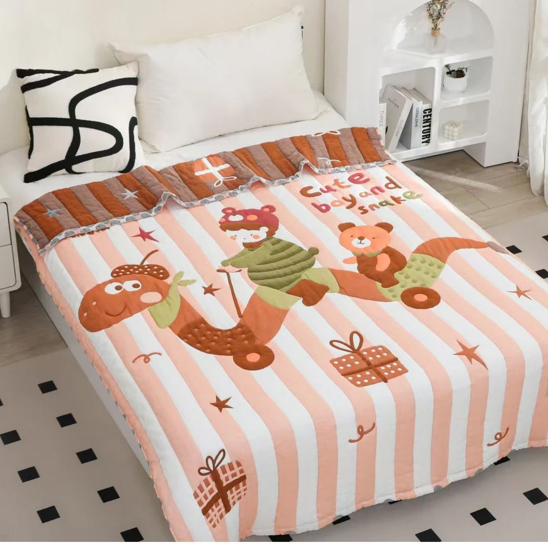 【巳巳好运】150*200成人泡芙被亲肤棉纱四季通用加厚盖被