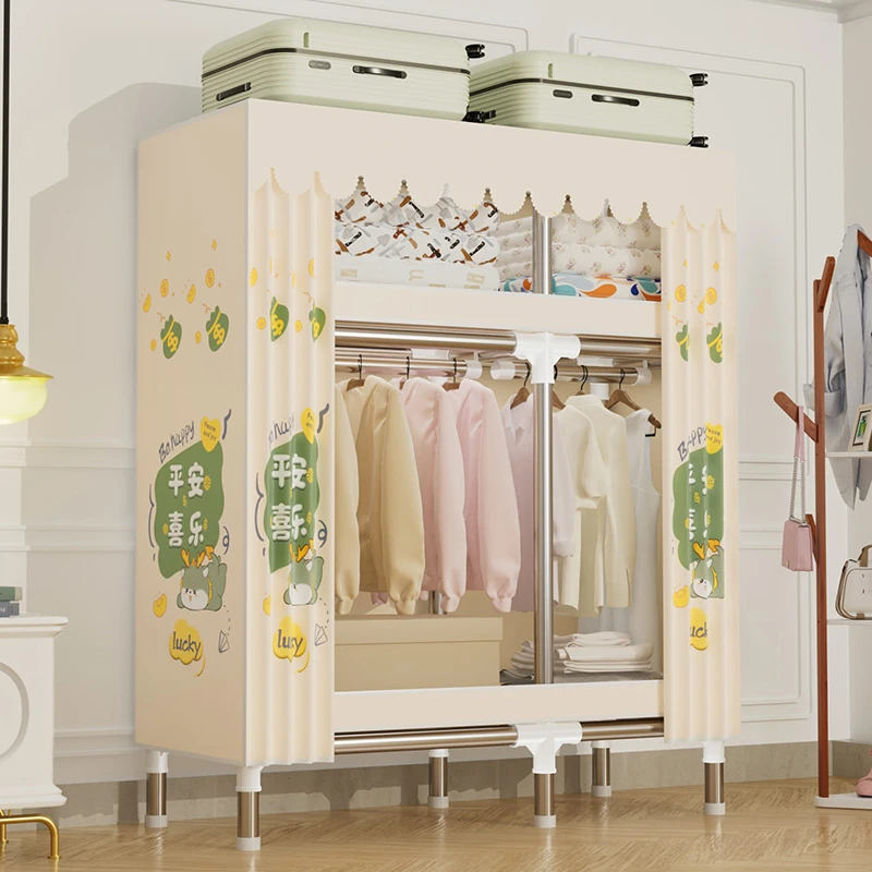 简易衣柜家用卧室全钢架布衣柜结实耐用出租房宿舍用收纳整理衣橱