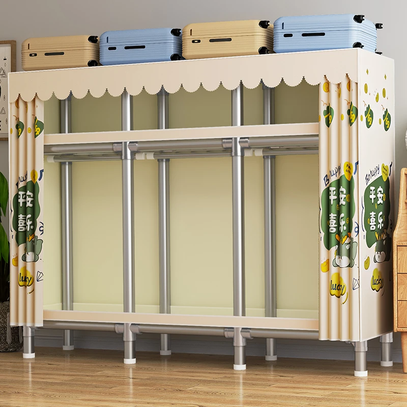 简易衣柜家用卧室出租房专用全钢架布衣柜加厚钢管结实耐用收纳柜