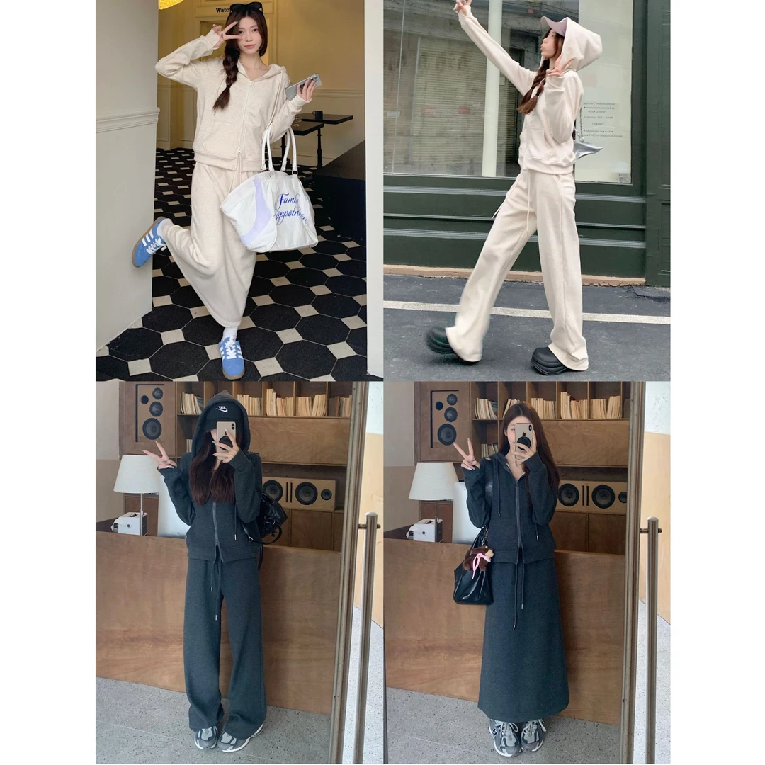 MosesQueen/魔西女王 加绒连帽卫衣外套松紧腰阔腿裤半身裙通勤女