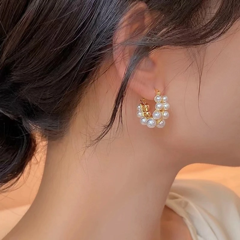 铜合金仿珍珠耳饰 气质轻奢时尚百搭复古小众简约温柔KH4130