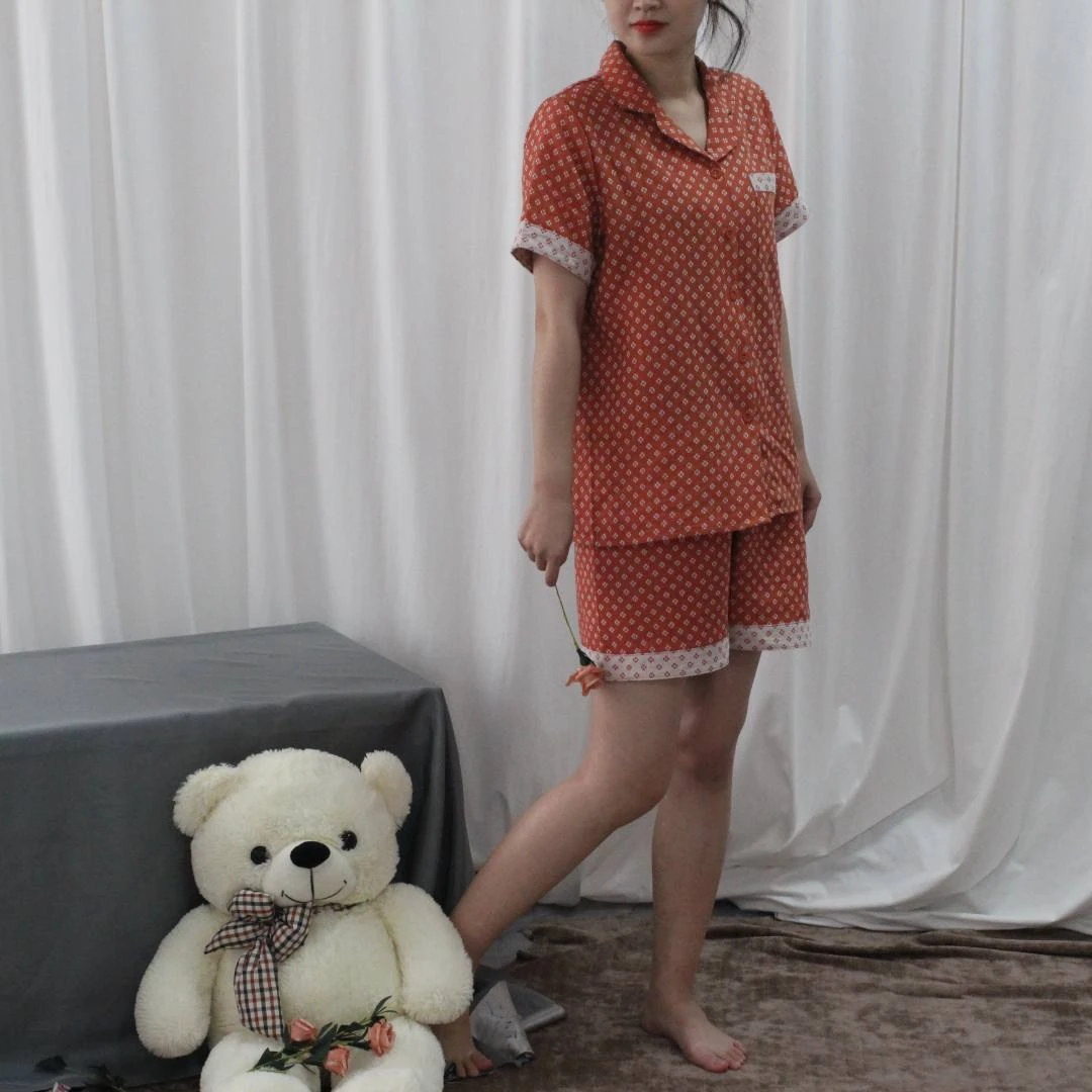 棉色织双层纱睡衣三件套家居服吸湿透气高档全棉夏空调服夏季