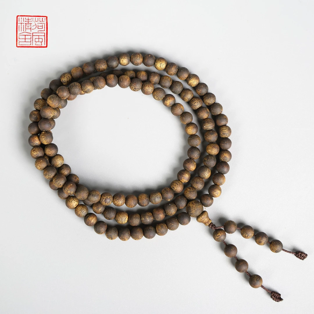 沉香【沉水浮】精品海南乌身0.6圆珠多圈沉香手串-文玩CX151