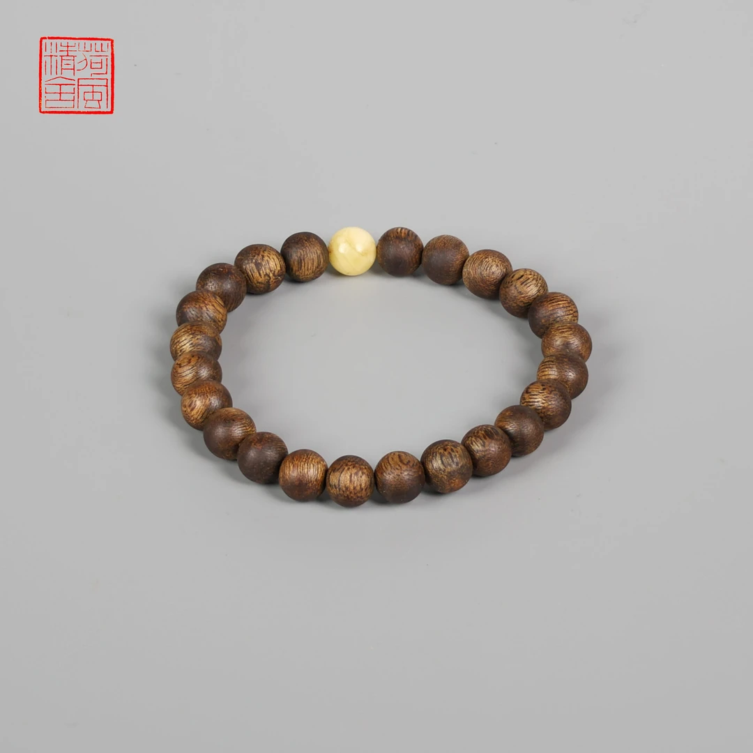 沉香【精品高货】海南棋楠满结油0.8沉香圆珠手串 DIY蜜蜡-CX222