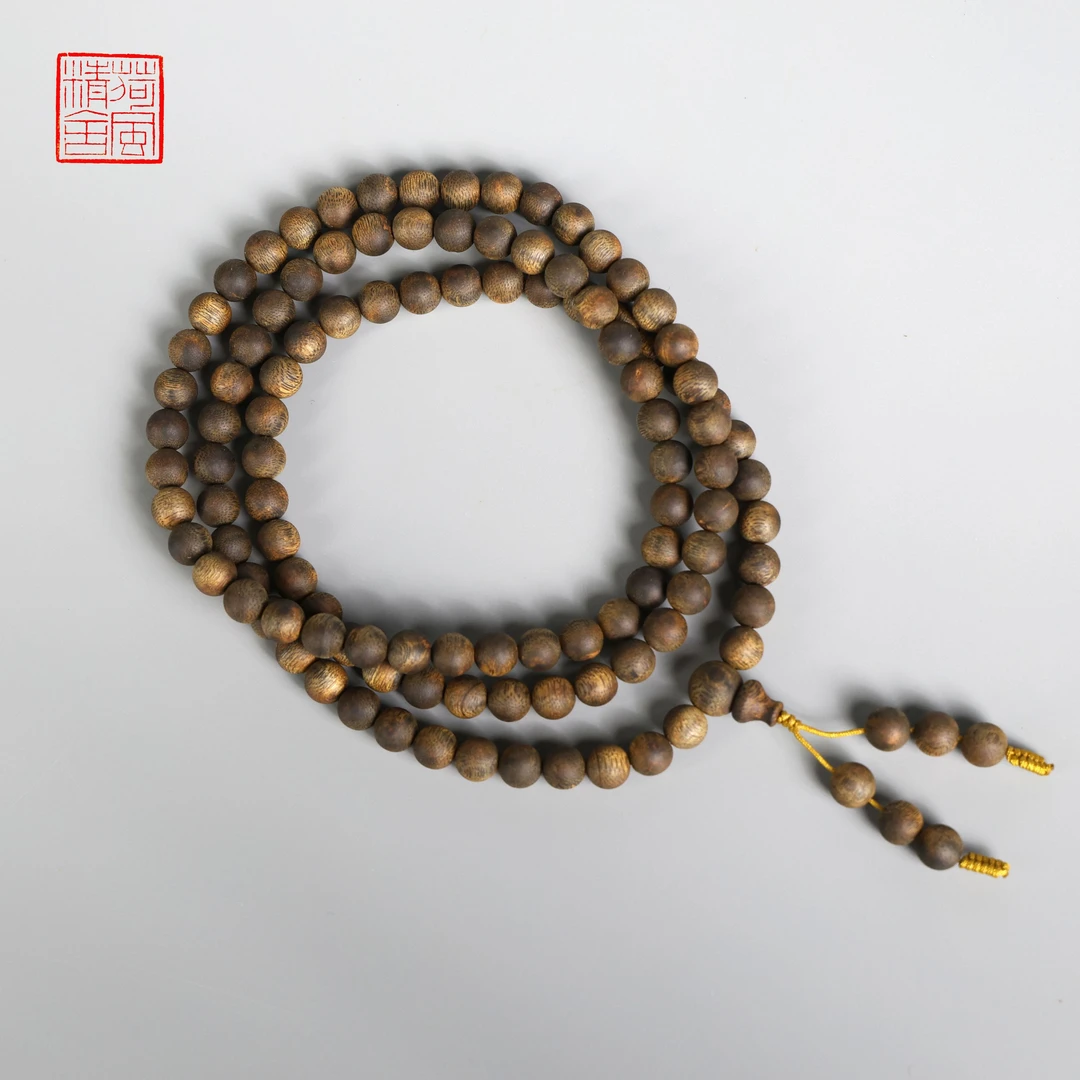 沉香【沉水高货】绿棋楠油叶子0.8沉水多圈沉香手串 -CX107