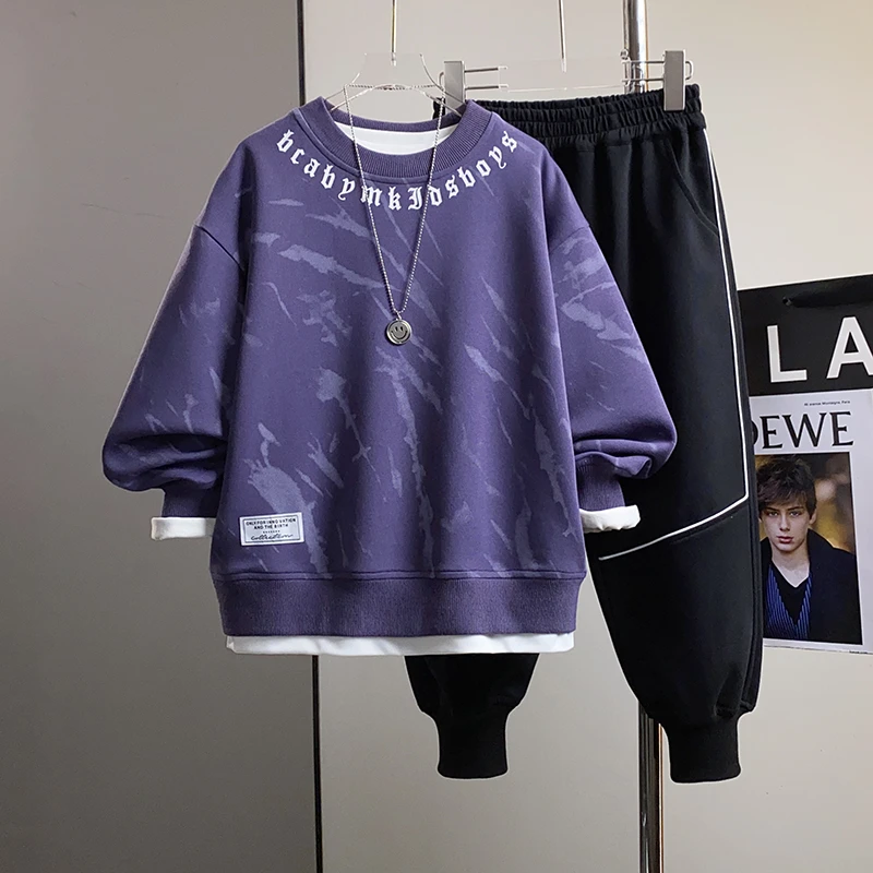 男童2024秋季新款潮流卫衣休闲长裤时尚百搭两件DF-套装2151