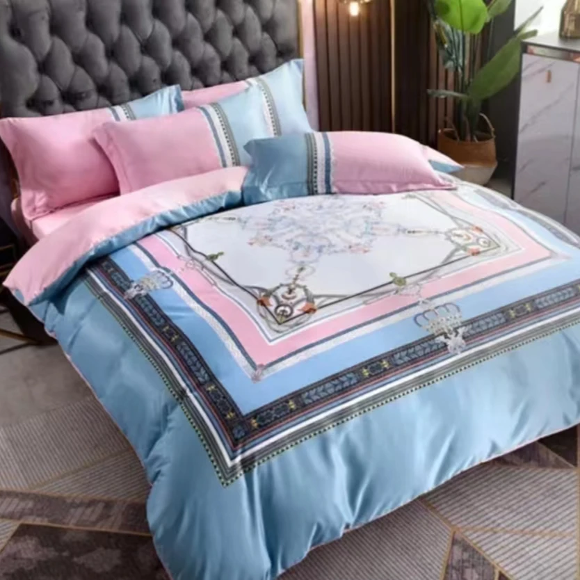 水洗天*丝数码印花四件套时尚简约