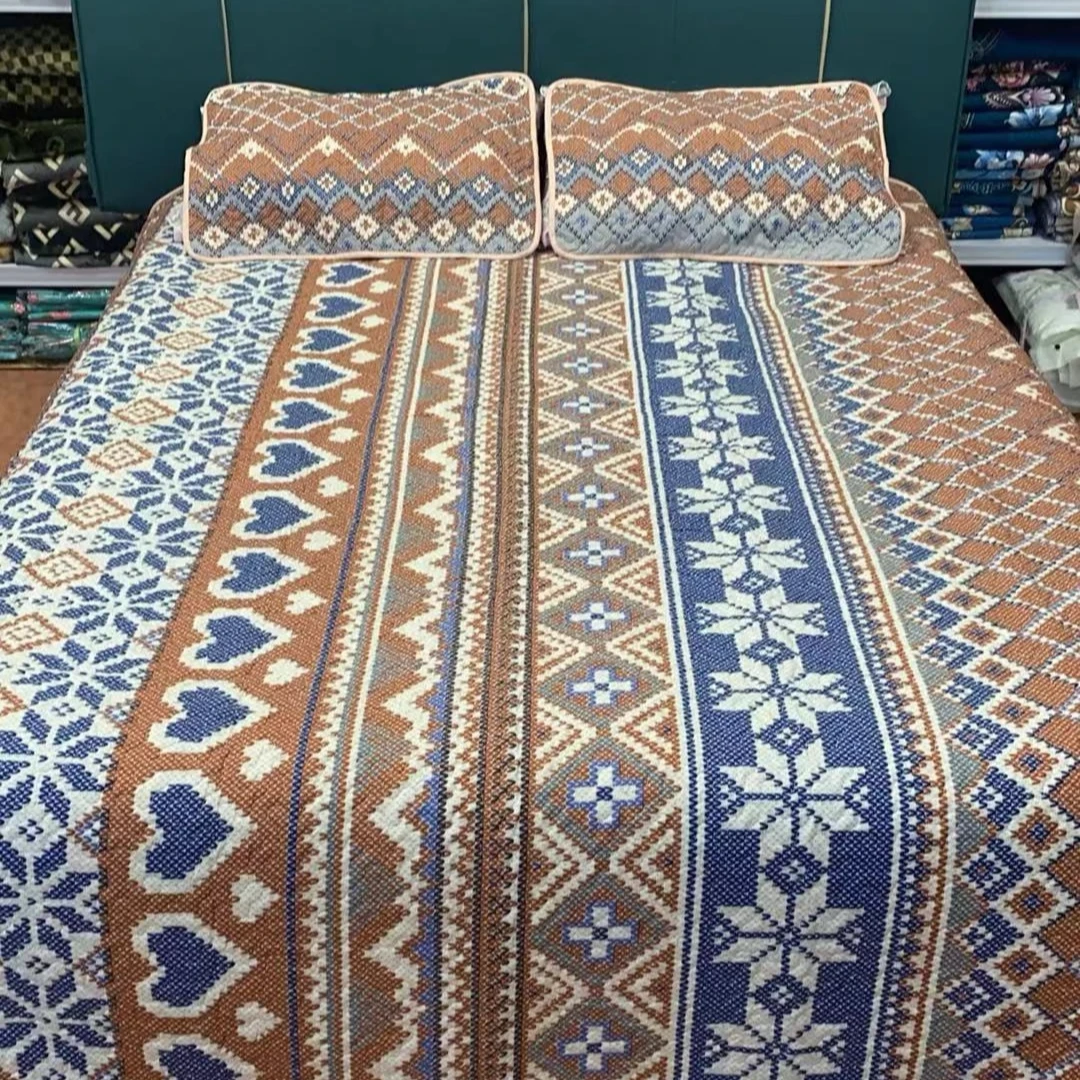 水洗棉加厚三件套防滑夹棉双面榻榻米绗缝被两面