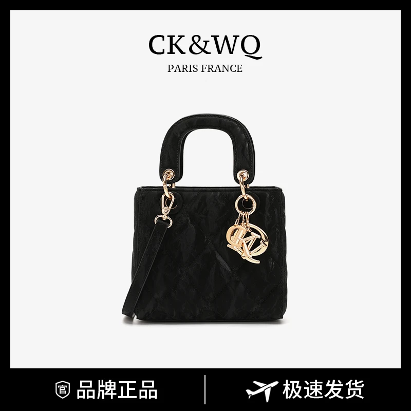 CK&WQ2024夏季上新气质简约纯色手提斜挎戴妃包WQ-2618Y黑色