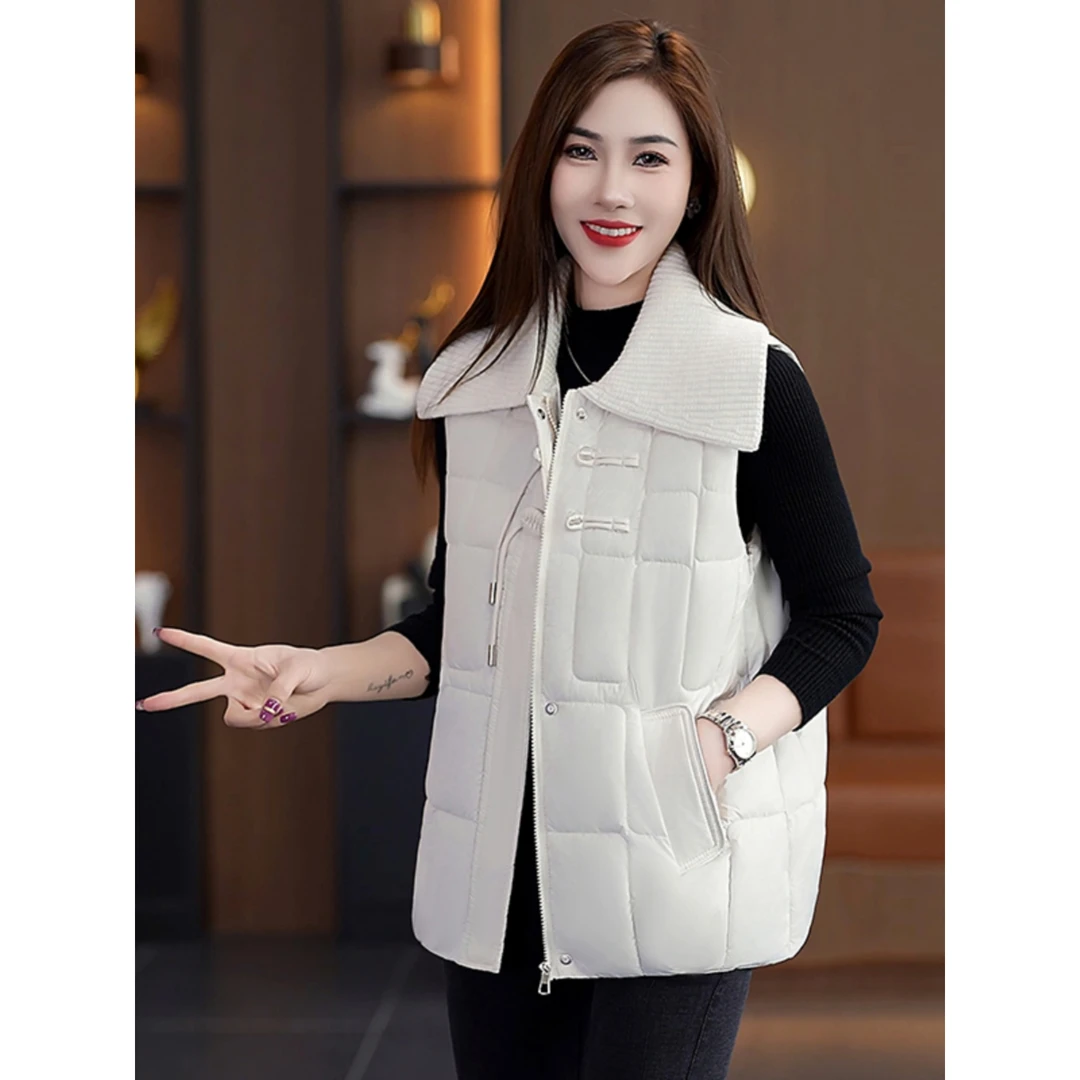 2024秋冬季新款中国风女士马甲针织大翻领坎肩时尚百搭显瘦小背心