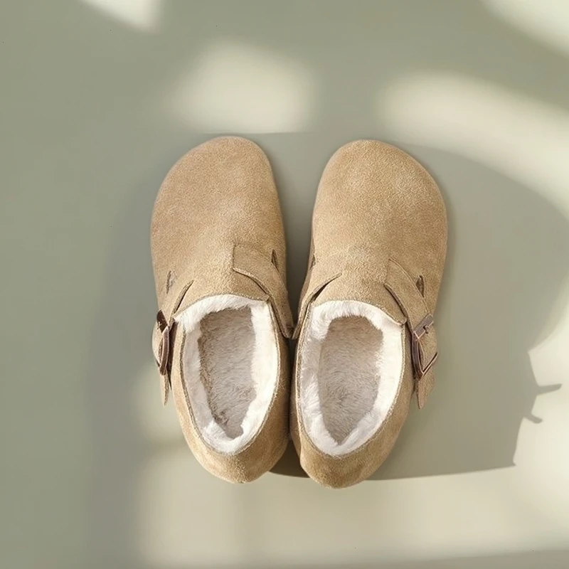 勃肯时尚全包冬季休闲鞋子百搭圆头勃肯加绒加厚鞋爆款鞋女毛毛鞋