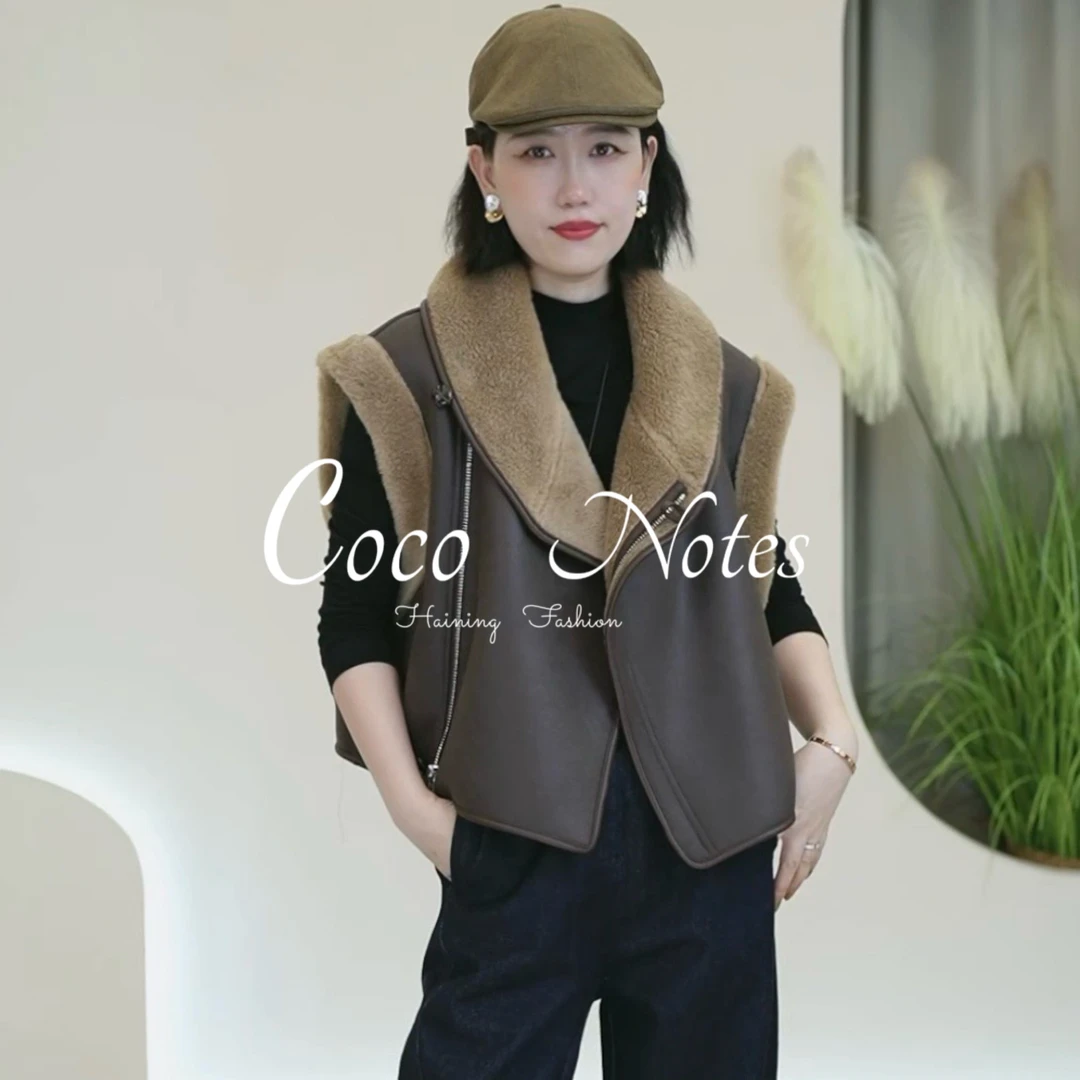 COCO NOTES【设计款马甲】TQ109 法式拉链超气质超时尚羊羔毛马甲