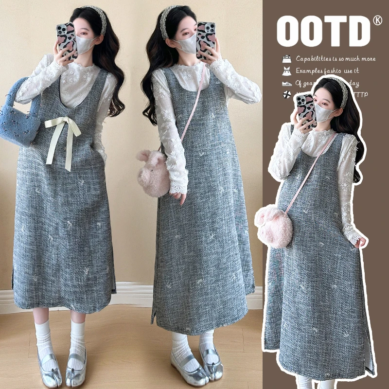 2025小香风蕾丝上衣+毛呢刺绣重工背心裙套装#1993