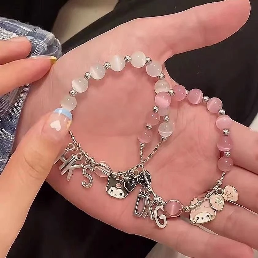 新款网红字母ins库洛米美乐蒂情侣手链简约三丽鸥少女心闺蜜手链