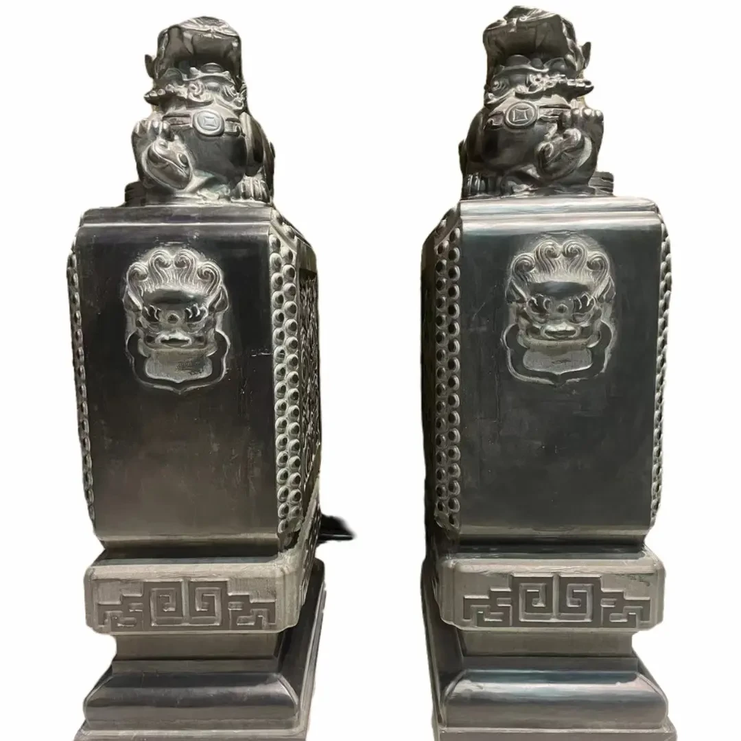 仿古石雕天然青石门墩一对方形貔貅抱鼓石大门口酒店别墅庭院装饰