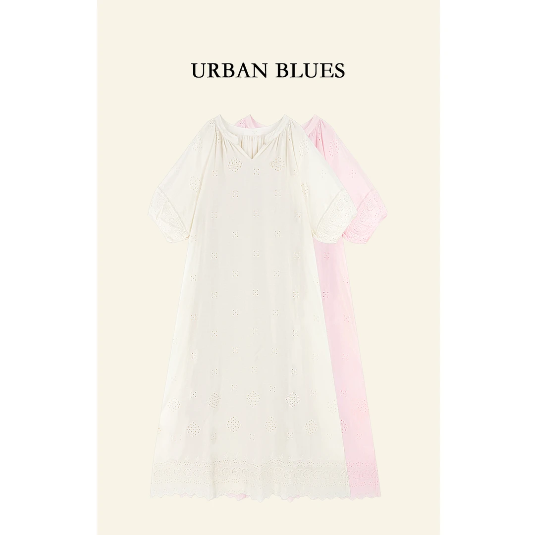 【UB】【彩虹】 2024年夏季新款时尚高腰镂空A字连衣裙 UB97292