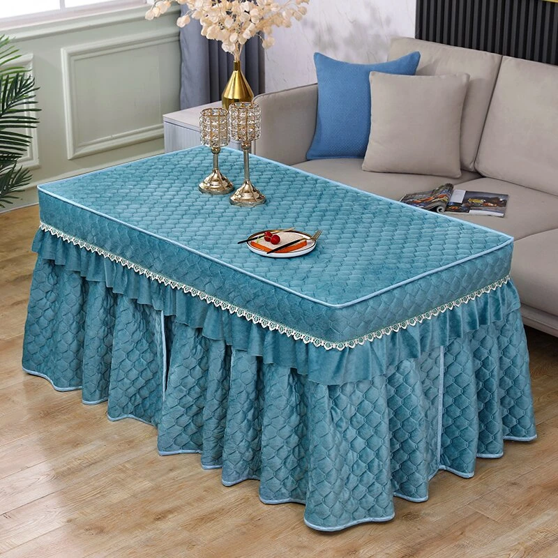 烤火罩双面绒加厚牛奶绒烤火炉罩套长方形茶几桌罩套夹棉烤火桌罩