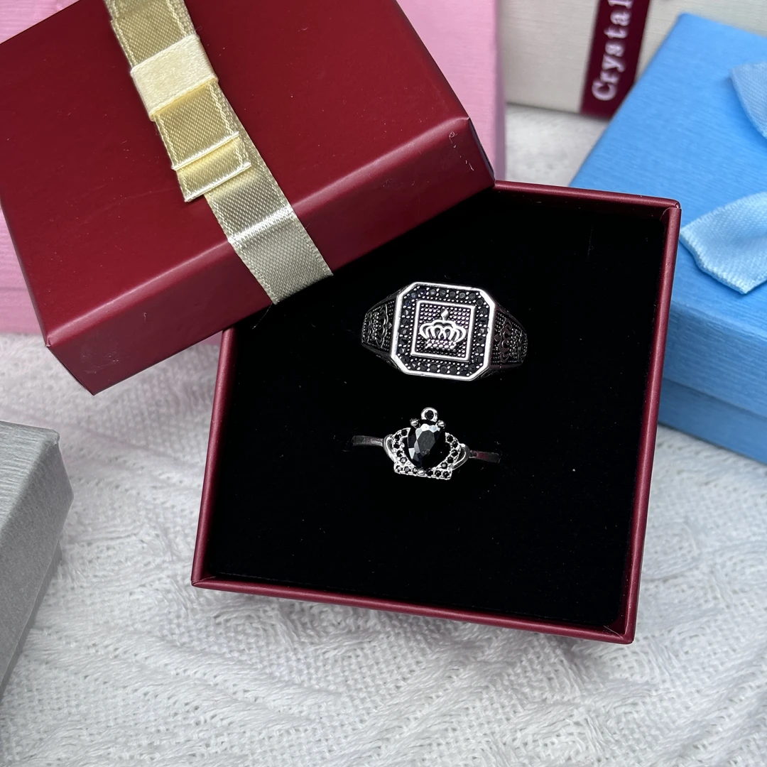 足银戒指 【Abdu专属】ئاشىق -مەشىق ئۈزۈك S990足银情侣款皇冠戒指