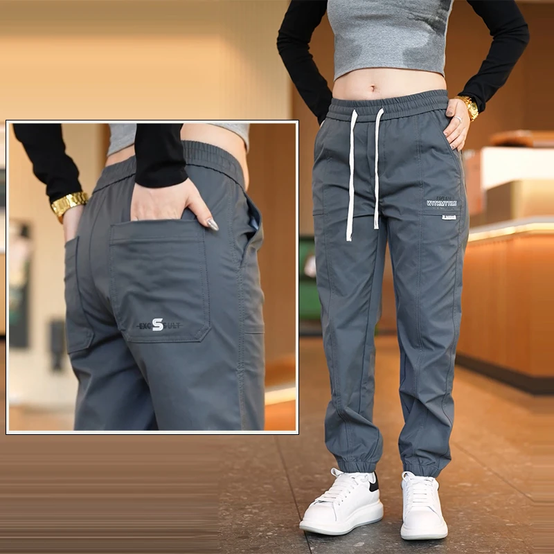 2024秋冬男款休闲裤潮牌修身束脚工装裤简约百搭弹力透气运动长裤