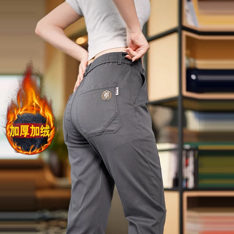 2024秋冬(加绒可选)男士休闲裤修身小直筒潮牌水洗运动百搭长裤子