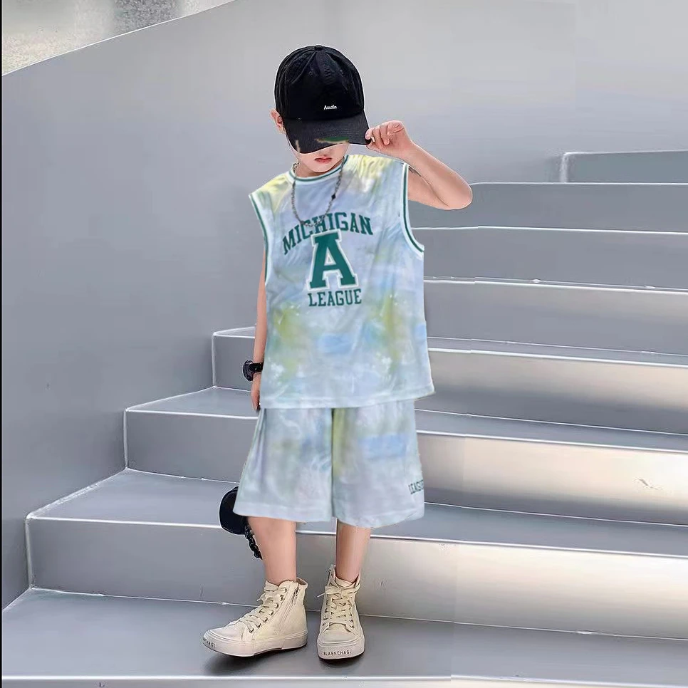 儿童夏季背心短裤套装中大童休闲男女童运动无袖速干透气两件套