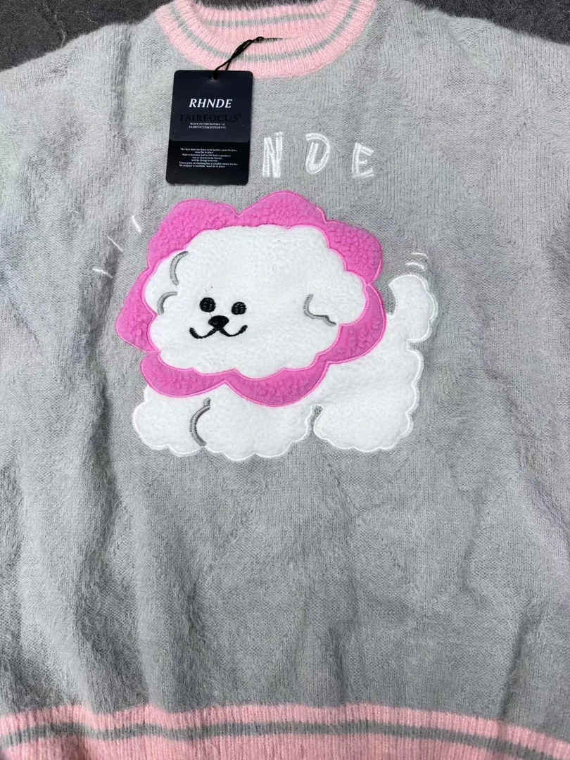 F9D灰色“围脖狗”长袖毛衣（6276）