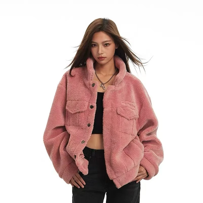 F11D三色“双前口袋”毛毛外套上衣（001）