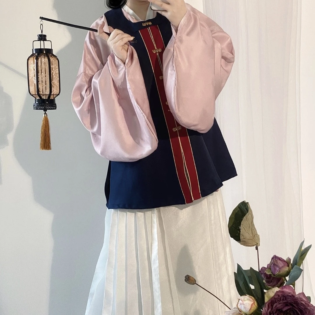 【清仓】仿孔府藏青色短比甲默认微瑕不退不换网红秋季日常