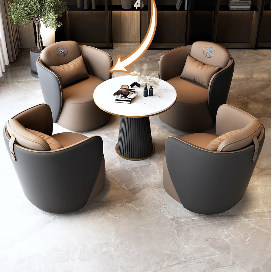 售楼处洽谈桌椅组合轻奢现代商务接待会客沙发办公室谈判一桌四椅